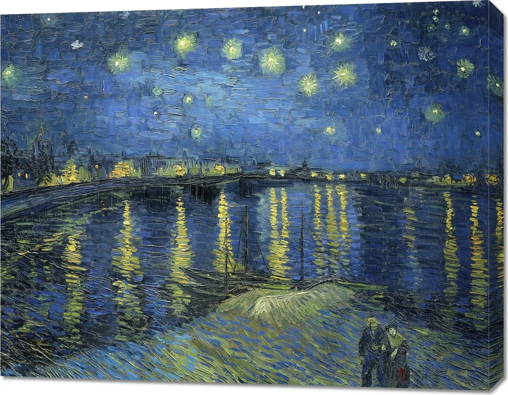 Tableau Van Gogh Nuit étoilée sur le Rhône 90x70 cm Toile Déco Vintage