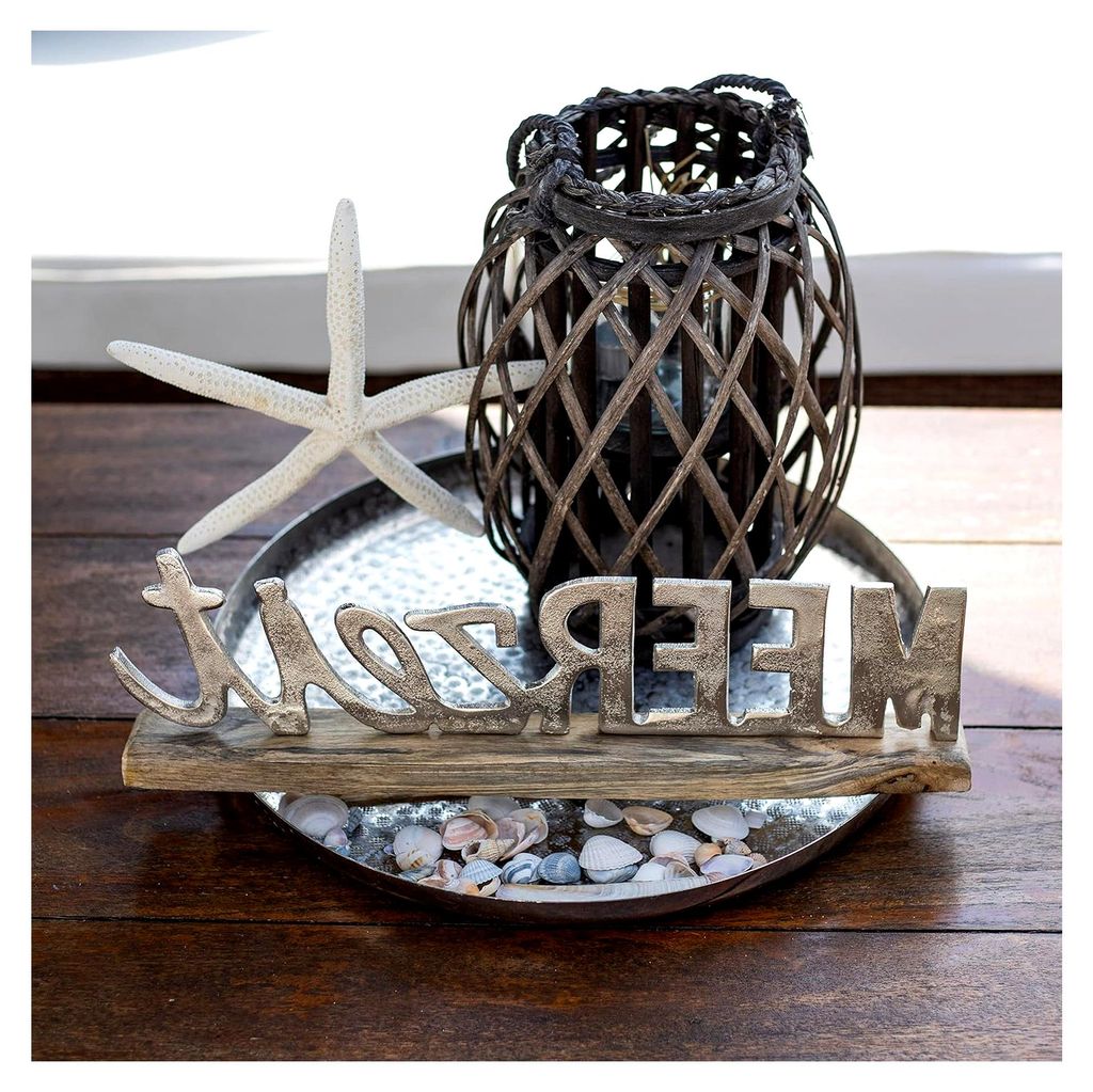 Deko-Schriftzug MEERzeit ca. 46x11x5 cm auf Mangoholz-Sockel