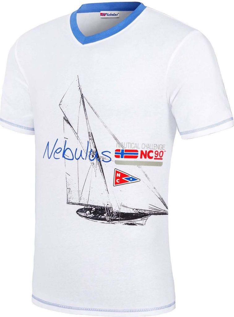 Nebulus T-Shirt AHOI Herren, Shirt, T-Shirt, V-Ausschnitt, Q2139 - Herren, weiß, XXL