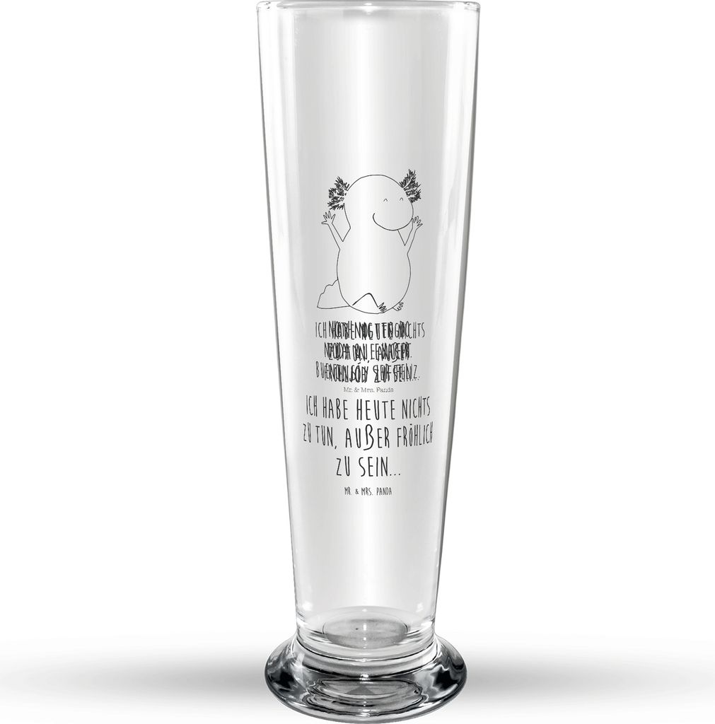 Mr. & Mrs. Panda Bierglas Axolotl Hurra - Transparent - Geschenk, Bier Glas, Spaß, Weizenbier, Weißbierglas, Motivation, Lurch, Schwanzlurch, Mr ...