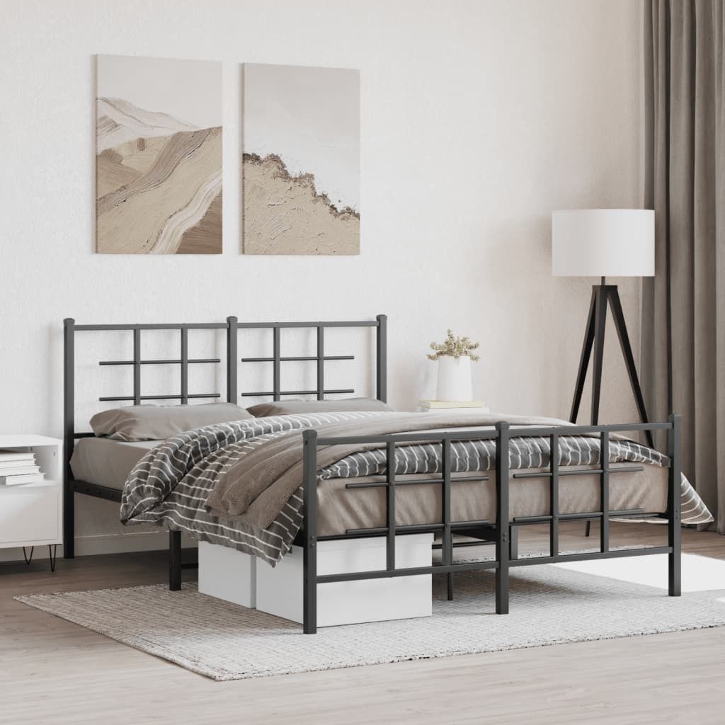 "2026 Aktion"Bettgestell - CLORIS - Doppelbett - Robust und langlebig - mit Kopf- und Fußteil Metall Schwarz 140x190 cm - Einfache Montage - - Neu...