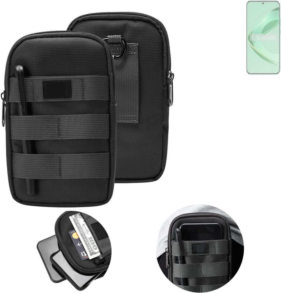 K-S-Trade Holster Gürtel Tasche kompatibel mit Huawei nova 11 Handy Tasche Schutz Hülle dunkel-grau viele Fächer, 1x