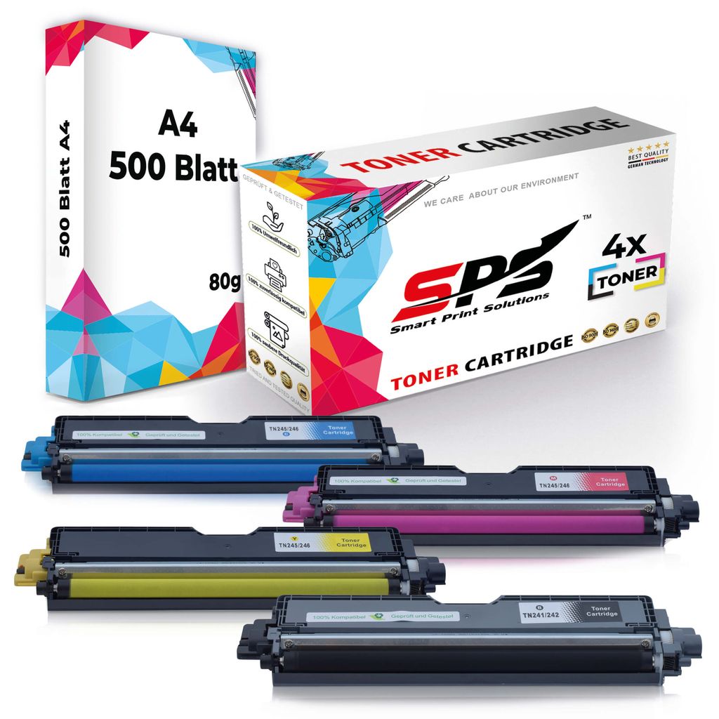 4x Toner TN-241K 242K 245C 246C 245Y 246Y 245M 246M kompatibel für Brother HL-3140CW + DIN A4 Druckerpapier 500 Blatt
