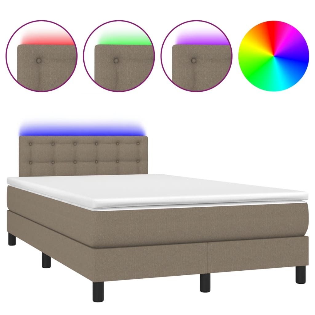 Cloris DesignMöbel Boxspringbett mit Matratze & LED Taupe 120x190cm Stoff - Klassische Betten Bettrahmen DE621387