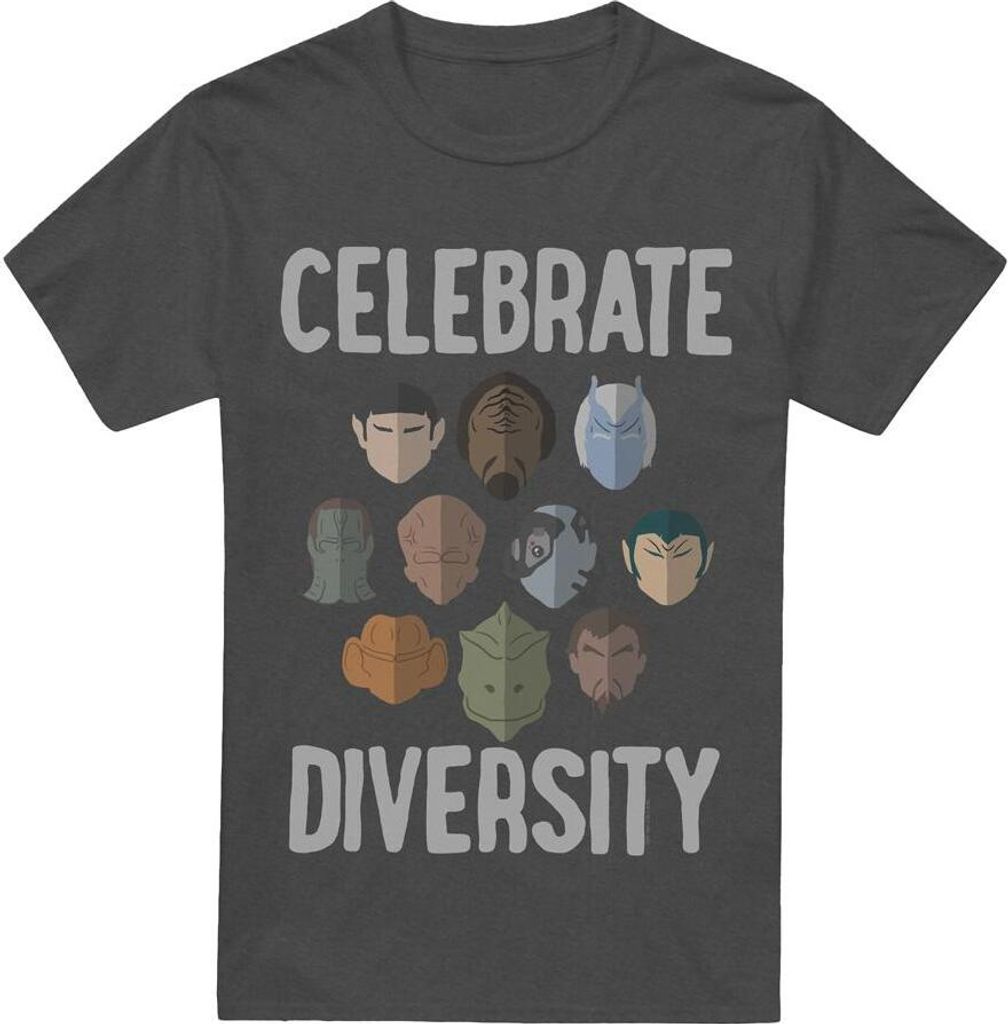Star Trek - "The Celebrate Diversity" T-Shirt für Herren/Damen Uni TV18075 (S) (Holzkohle)
