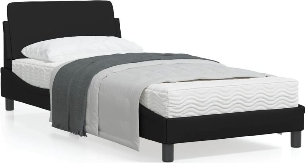 Design Bettgestell mit Kopfteil Schwarz 80x200 cm Produktbild 