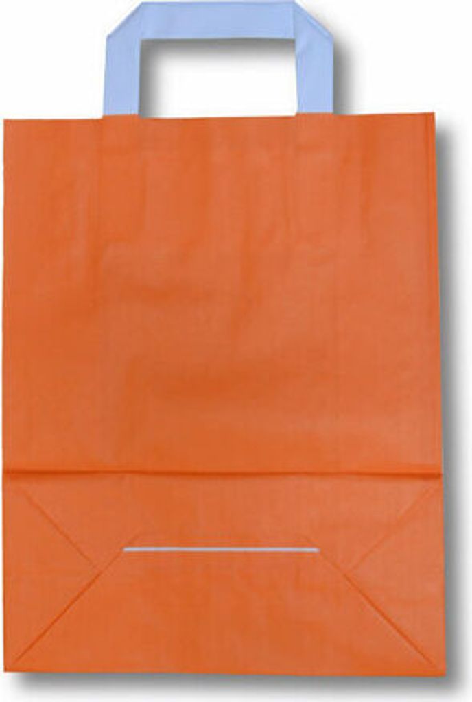 250x Papiertragetaschen aus Kraftpapier 180+80x220mm orange