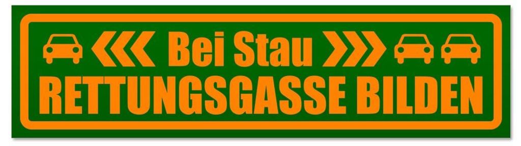 Kiwistar - Autoaufkleber - Orange - Grün - 60 x 16 cm - bei Stau Rettungsgasse bilden - Hinweis Aufkleber Sticker für Auto, Kfz, Fahrrad, PKW, LKW