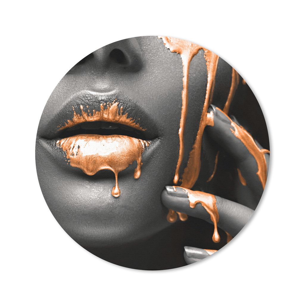 MuchoWow Mauspad Mousepad Lippen - Orange - Schwarz 50x50 cm - Mousepads - Maus Mat - Pad - Mausunterlage - Vinyl