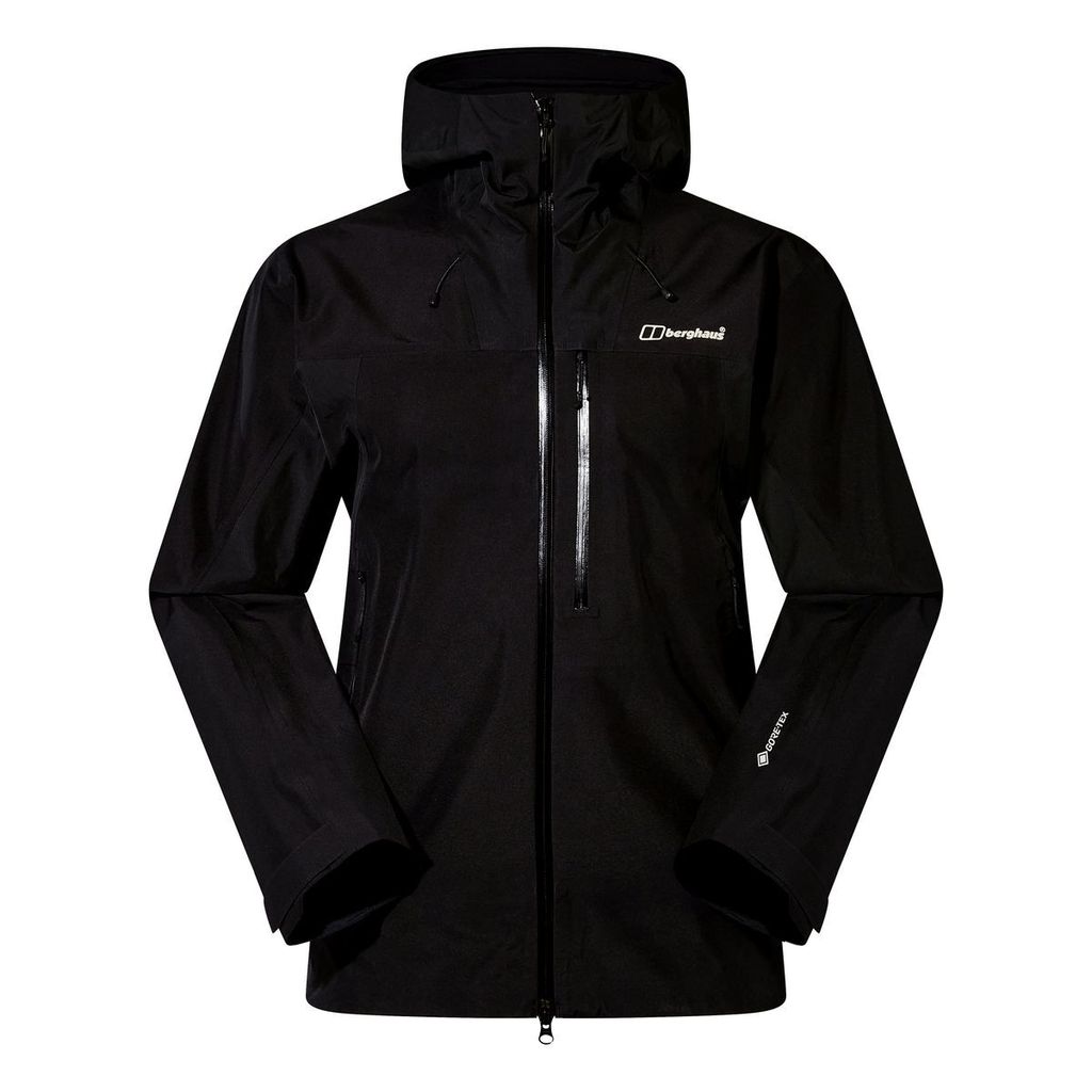 Schwarze wasserdichte Ridge-Seeker Jacke von Berghaus; geeignet für Herren; mit Kapuze und Reißverschlusstaschen.