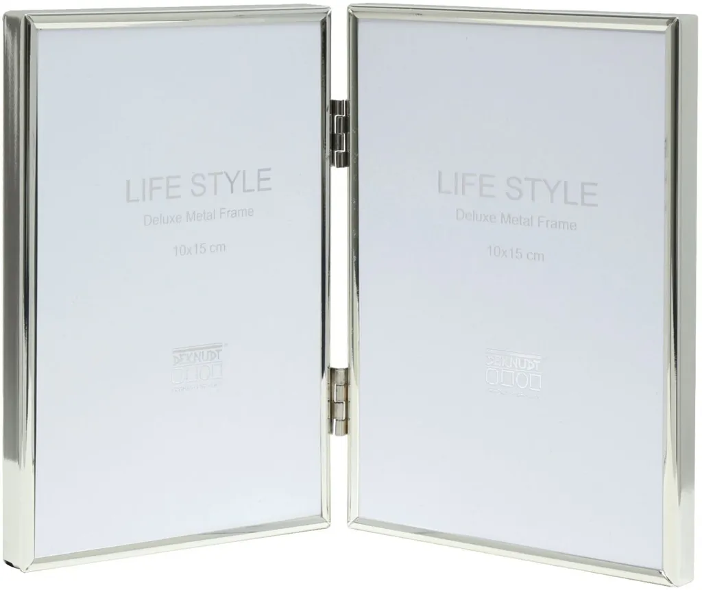 Cadre double lys argenté pour 2 photos 13x18 de style baroque