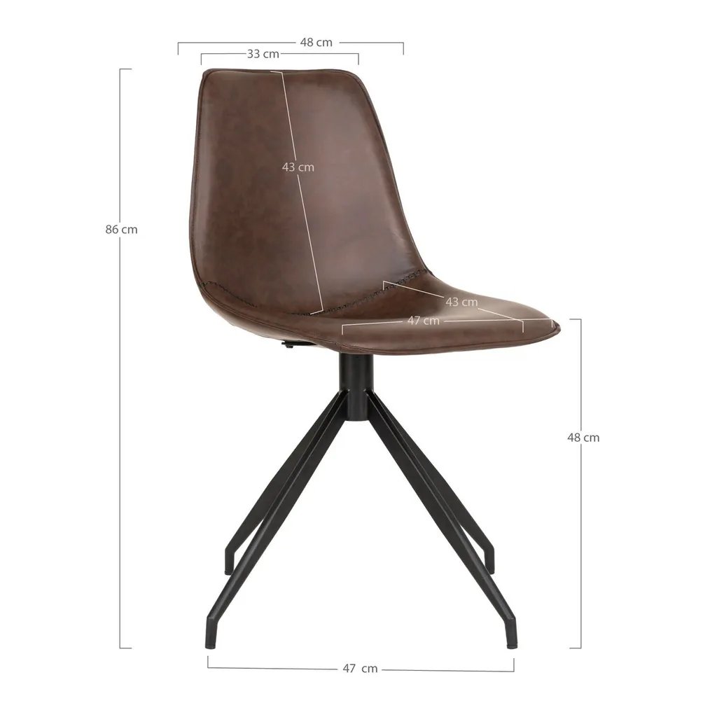Chaise de table Monaco marron polyuréthane pour cuisine et salon
