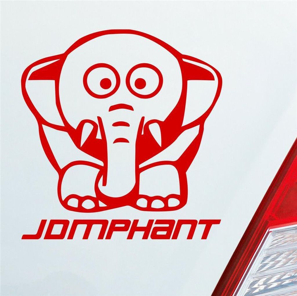 Auto Aufkleber JDMPHANT Elefant Style Tuning 10x10,5 cm Rot Sticker Heckscheibenaufkleber