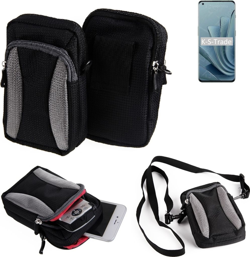 K-S-Trade Holster Schutz Hülle kompatibel mit OnePlus 10 Pro Handy Hülle Gürteltasche Umhängetasche mit Zusatzfach schwarz