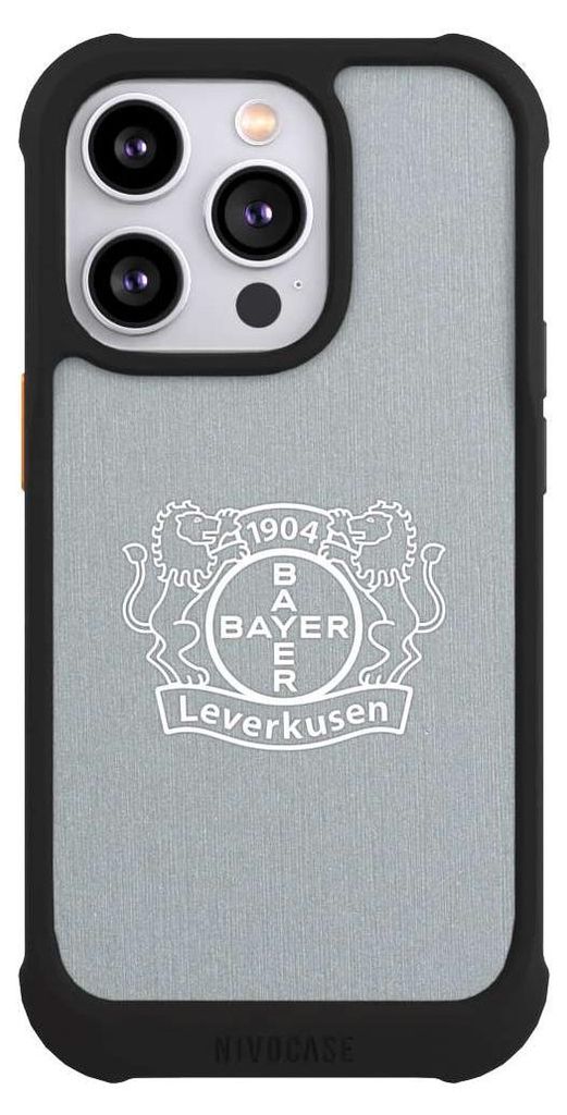 NIVOCASE Hülle für Apple iPhone 14 Pro Stoßfeste Handyhülle NIVOmax Case Schwarz Bayer 04 Leverkusen Offizielles Lizenzprodukt Wappen