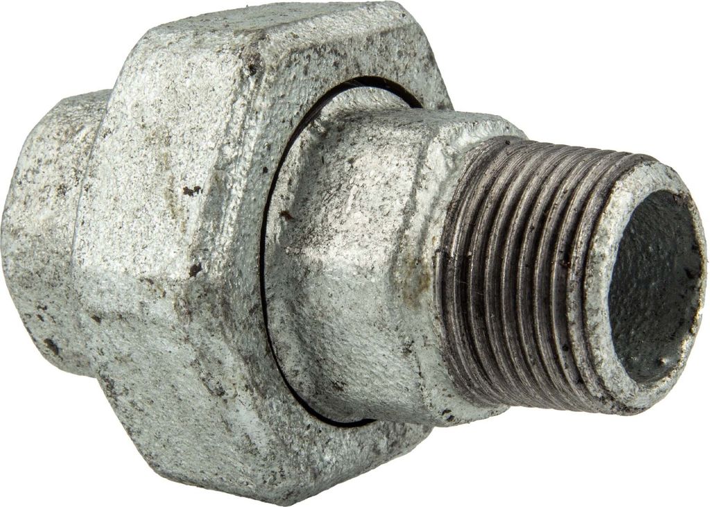 Temperguss-Gewindefitting verzinkt Verschraubung konisch dichtend, IG x AG 3/4 Zoll, Typ 341, DVGW