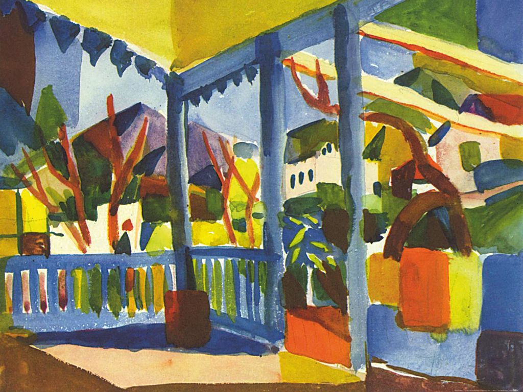 August Macke Kunstdruck Bild - Terrasse Des Landhauses In St. Germain, 1914 (60 x 80 cm)