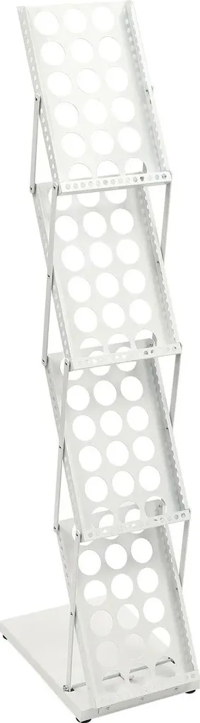 Présentoir à magazines blanc 4 bacs en métal robuste et pliable 40 cm