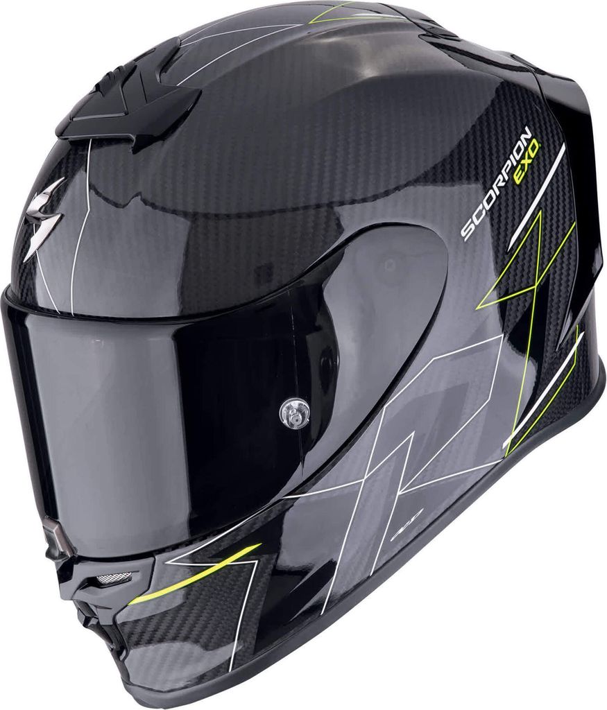 Scorpion EXO R1 Evo Carbon Air Cynergy Helm, schwarz/gelb, S (55/56)
