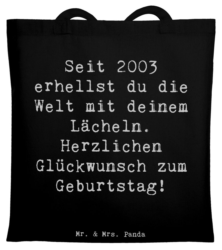 Mr. & Mrs. Panda Shopping Tasche Spruch 2003 Geburtstag - Schwarz - Geschenk, Jahrgangsfeier, Beutel, liebevoll handgefertigte Geschenke, Tote Bag,...