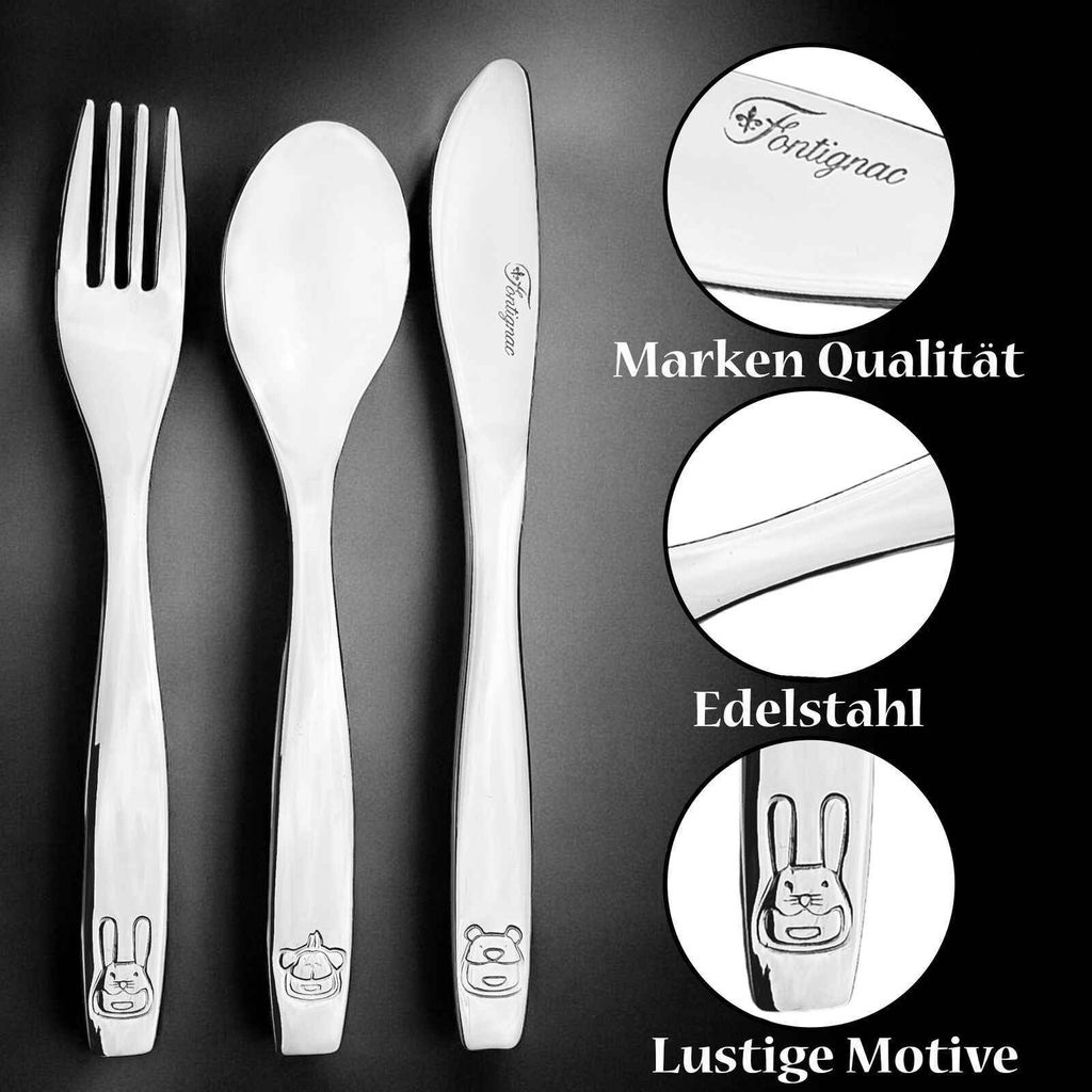 Kinderbesteck Edelstahl Kindermesser Kindergabel Kinder Besteck Tiere 3er Set