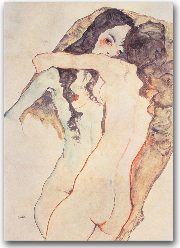 Poster - Canvas - Leinwand - 59,4 cm x 84,1 cm - Fotoposter - Leinwandkunst - Zwei Frauen sind Egon Schiele