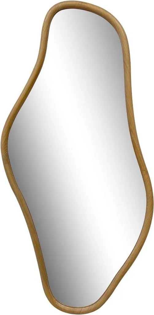 Miroir mural rond Ulla finition bois naturel pour salon et chambre