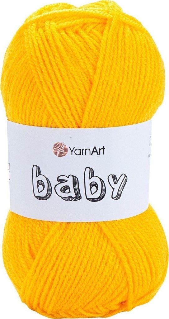 A ball of yellow yarn with a label.