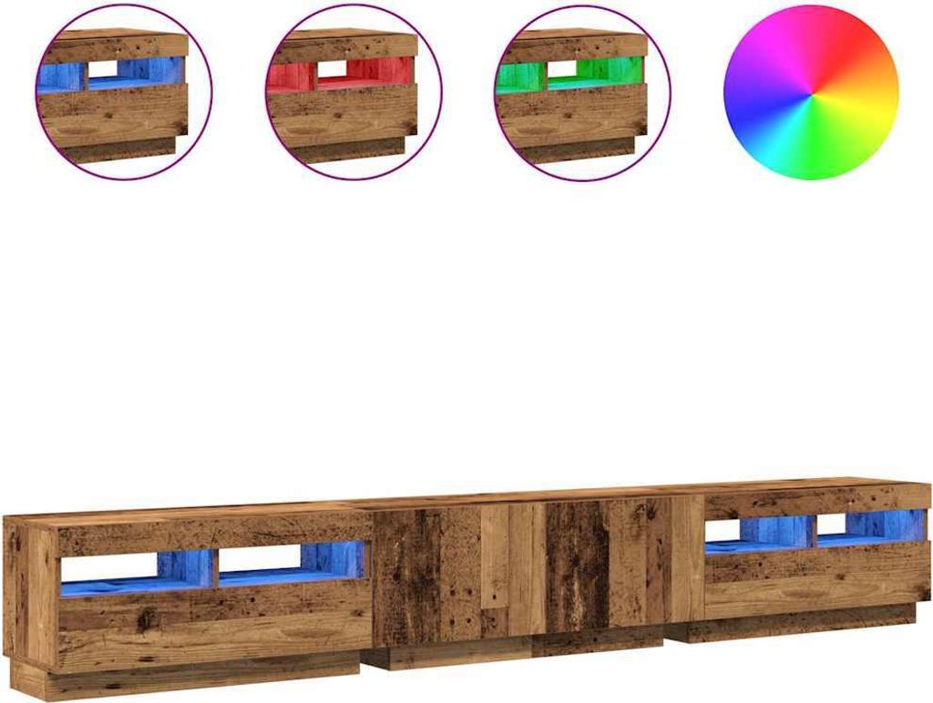 "Winter Sale"TV-Schrank mit LED-Leuchten Altholz-Optik 260x35x40 cm - TV-Schränke - clorisNeu6917677