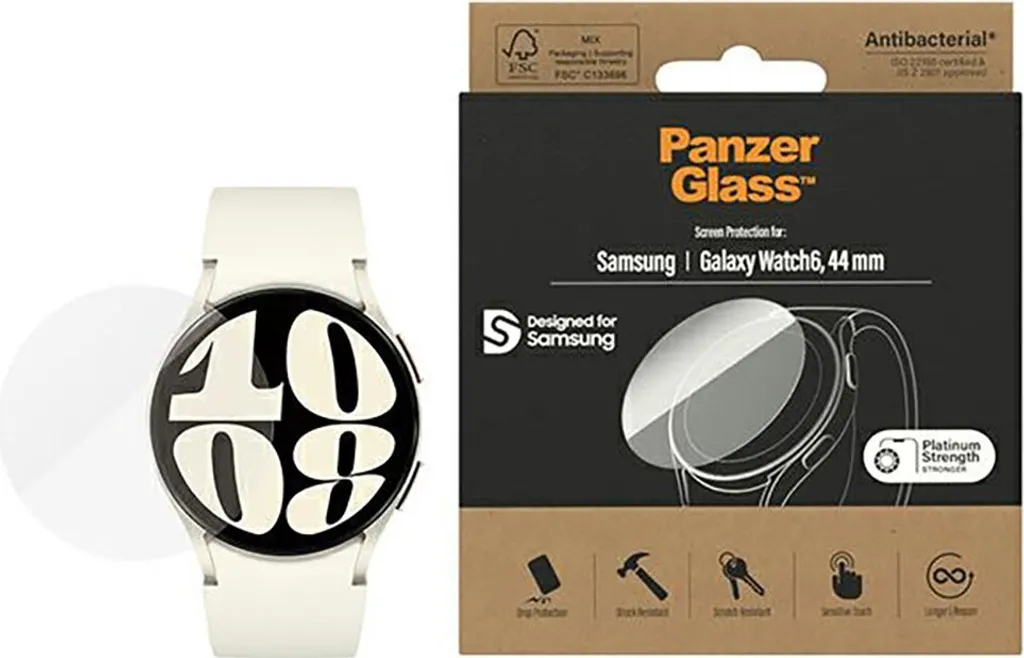 Panzerglass Samsung Watch 6 44mm: Vetro Antibatterico Originale