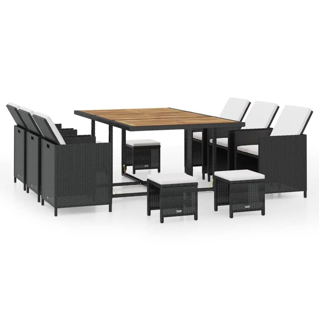 Grande table de jardin et 10 fauteuils en acacia noir pour repas d'été