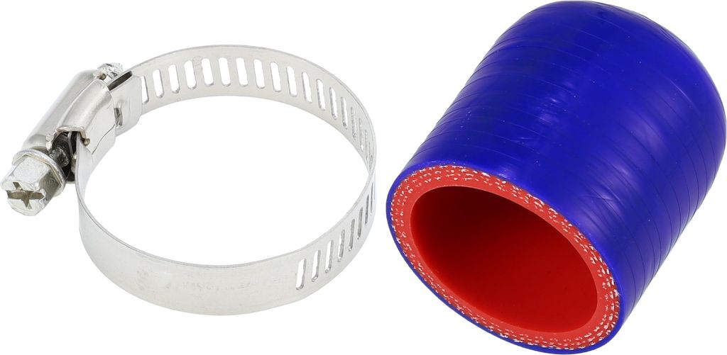 1 Stück 30mm Länge 30mm/1,18" ID Blau Rotes Auto Silikon Gummischlauch Endkap-pe mit Schellen Silikon Verstärkte Blindkap-pe für Bypass-Rohr Un...