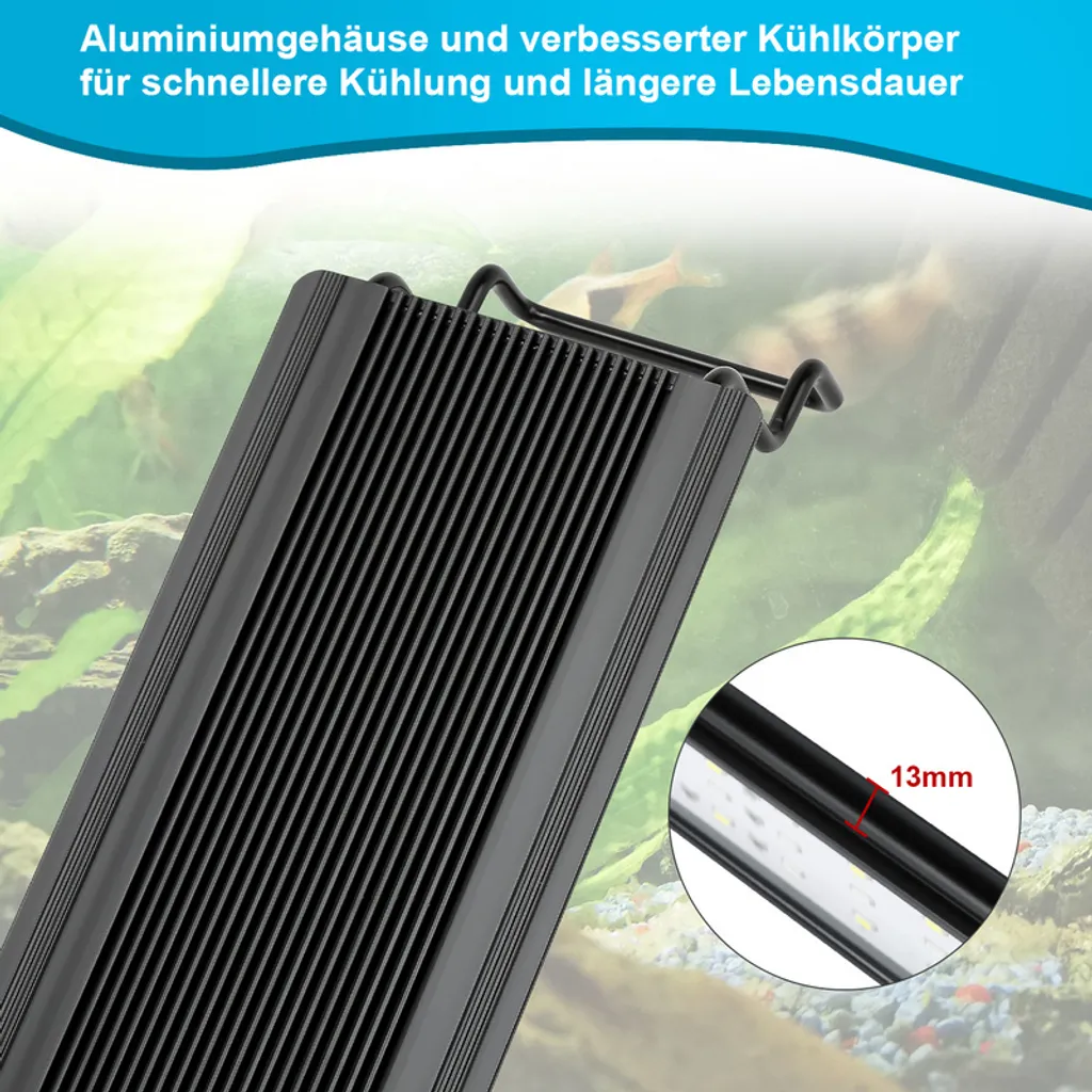 Lampe LED pour Aquarium Planté 64-90 cm Dimmable 28W avec Timer Intégré - 6