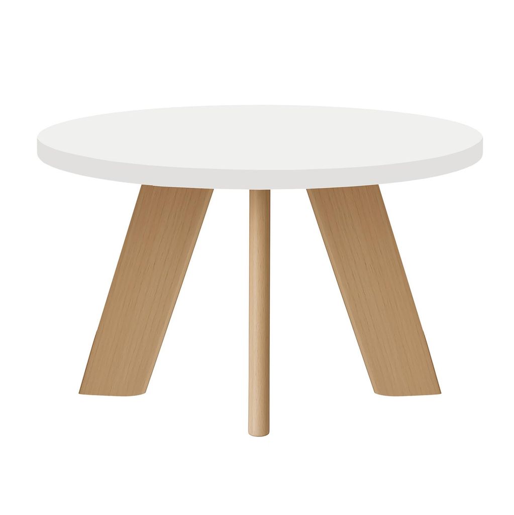 Couchtisch LEX Durchmesser 75 cm, Minimalistisch und zeitlos -Weiß/Natur