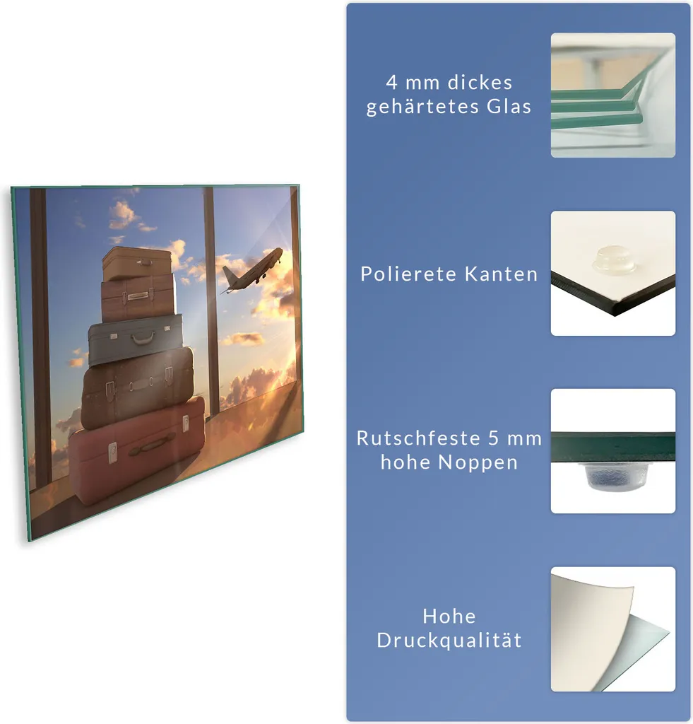 Piastra Copri Piano Cottura 80x52 Vetro Temperato Blu Paesaggio - 8