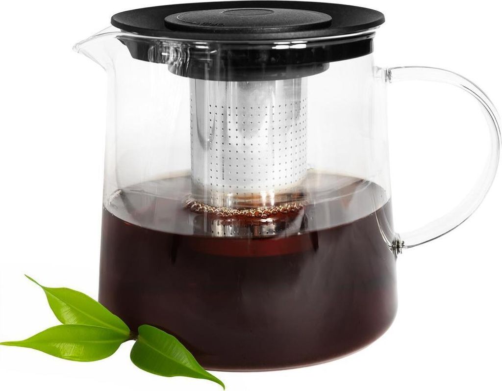 Teekanne 1,2L mit Edelstahl Sieb aus Borosilikatglas Produktbild 