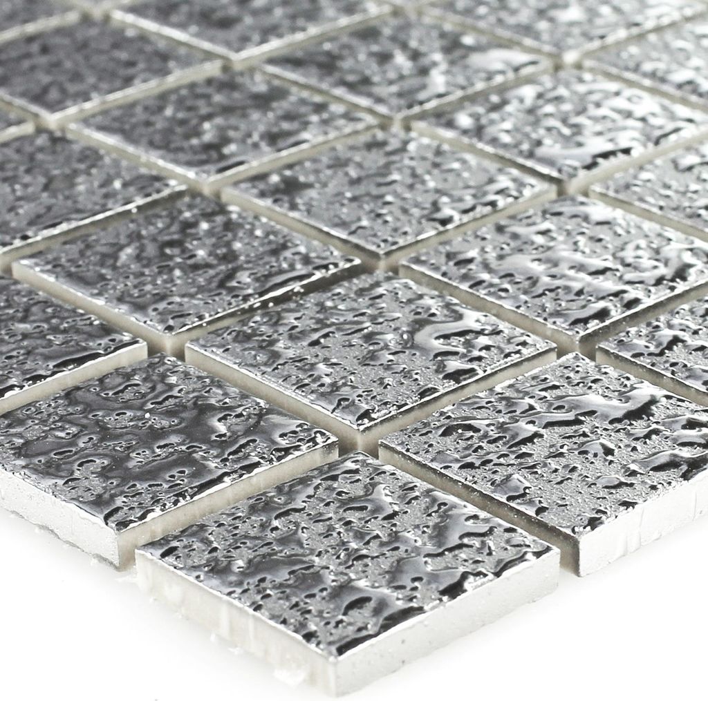 Mosaikfliesen Keramik Sherbrooke Silber Gehämmert