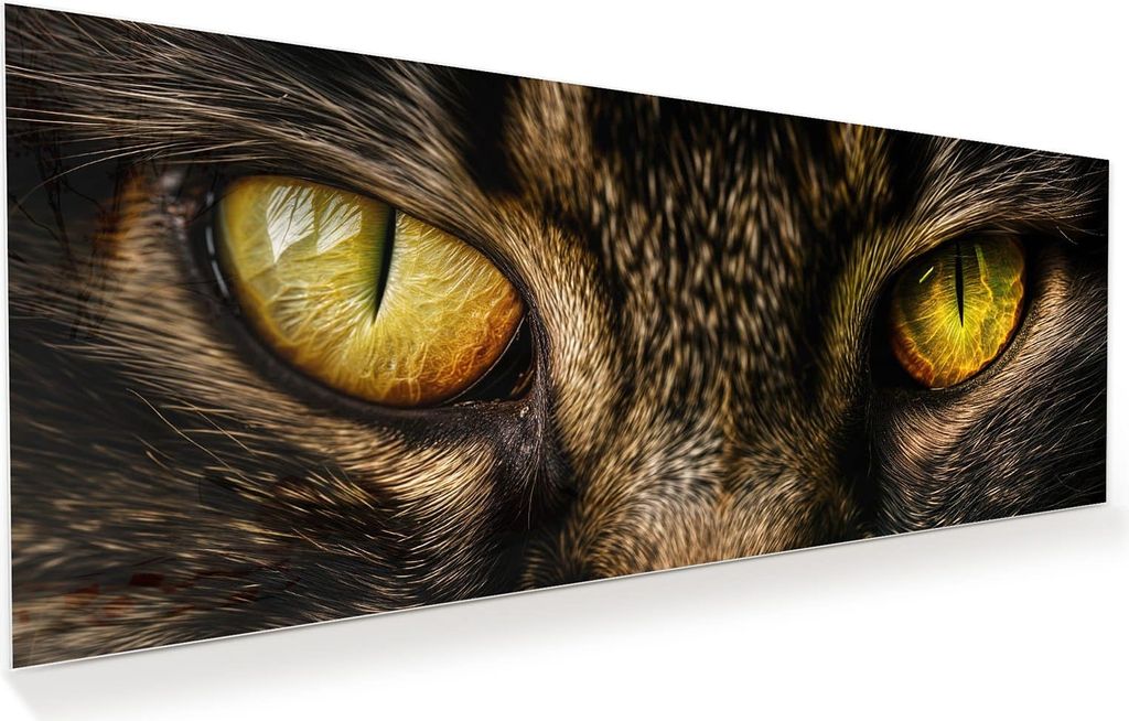 Glasbild 100x40cm in XXL für Wohnzimmer, Schlafzimmer Motiv Katzenaugencloseup