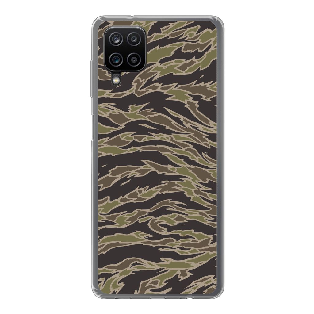 MuchoWow Handyhülle Schutzhülle Hülle für Samsung Galaxy A12 Camouflage-Muster mit Streifen Silikon Softcase Handy Hülle - Bild