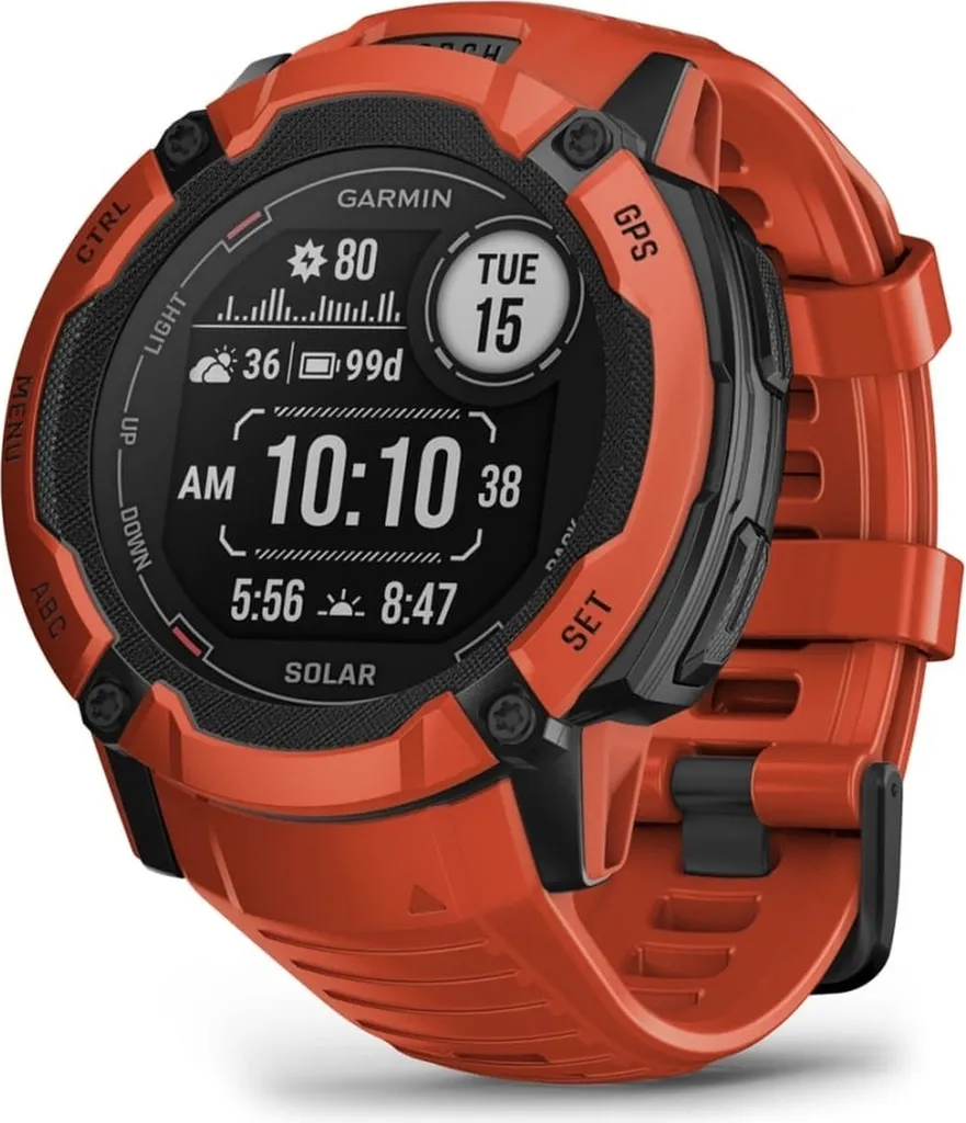 Garmin Instinct 2X Solar Montre GPS 50 mm Rouge : Fini les Panne Batterie