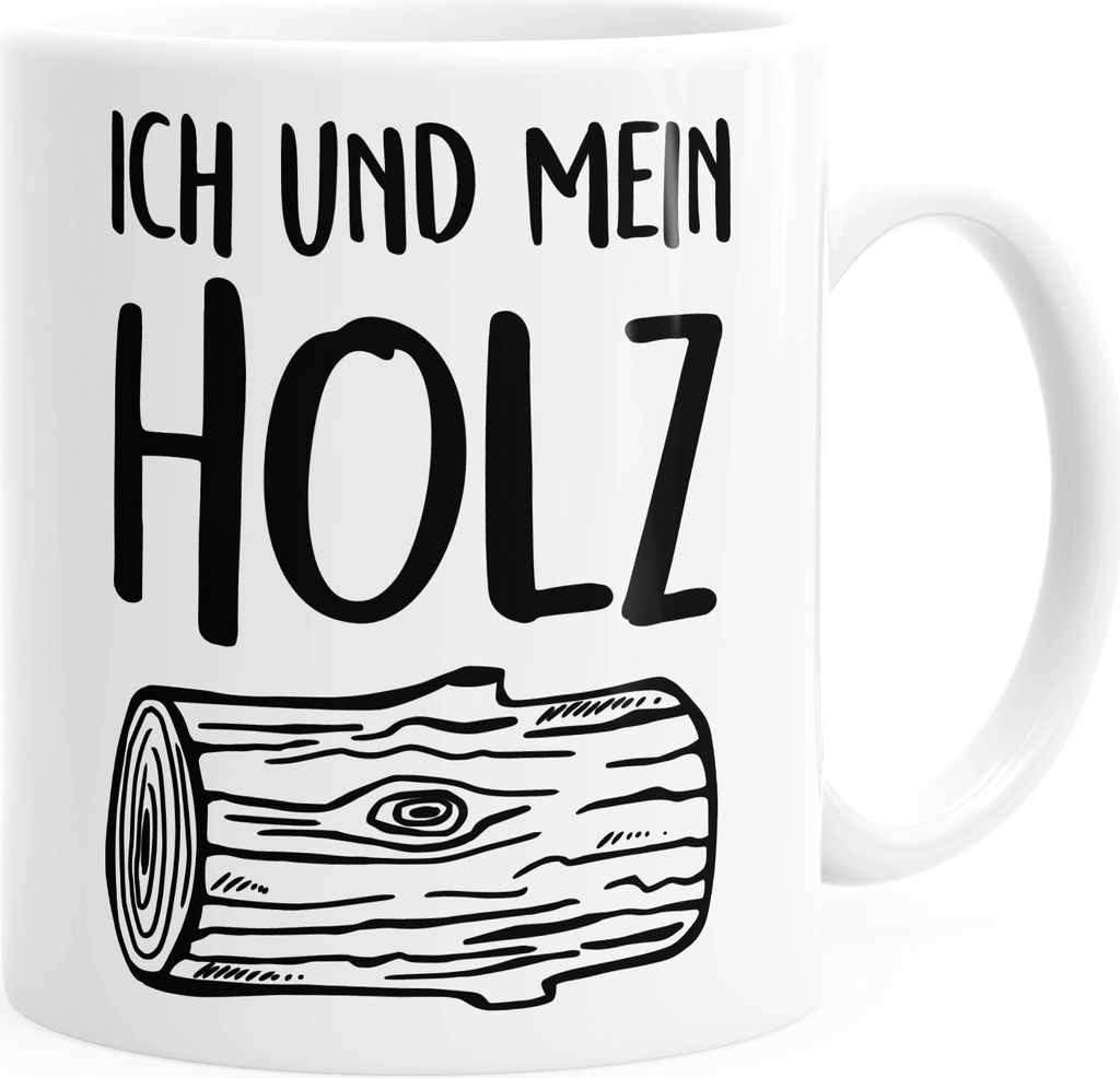 Kaffee-Tasse Ich und mein Holz Holzi einfarbig MoonWorks weiß unisize
