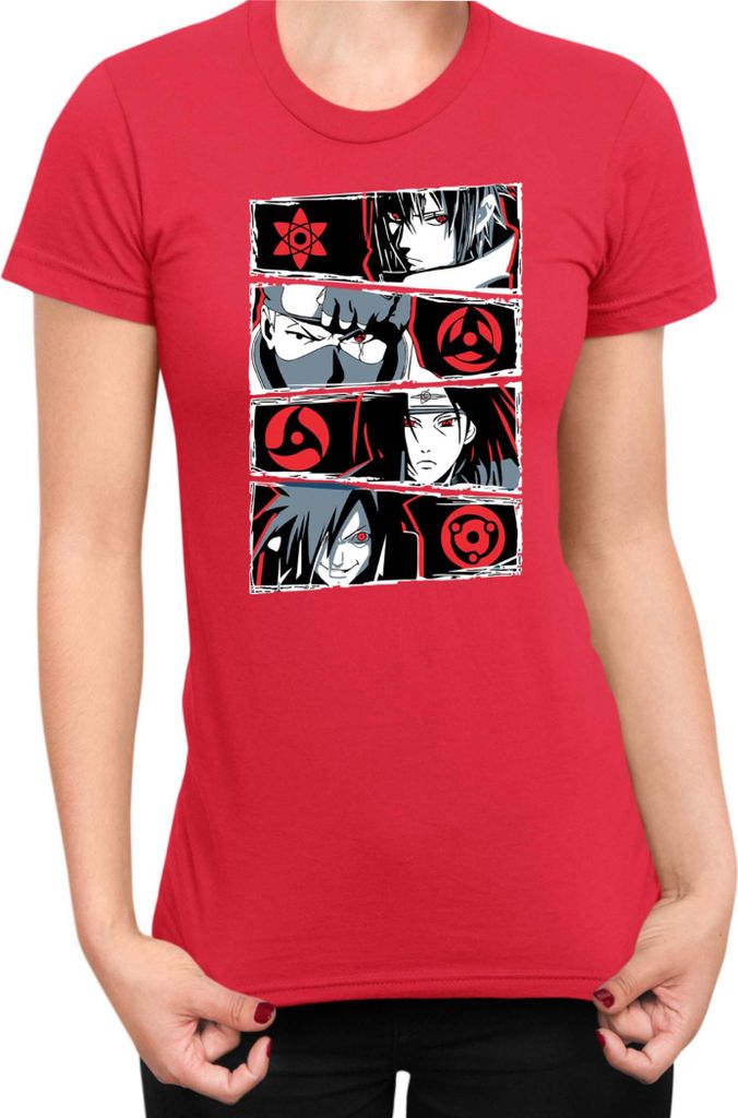 Damen T-Shirt Naruto Sharingan Users, Lady 2XL / Rot