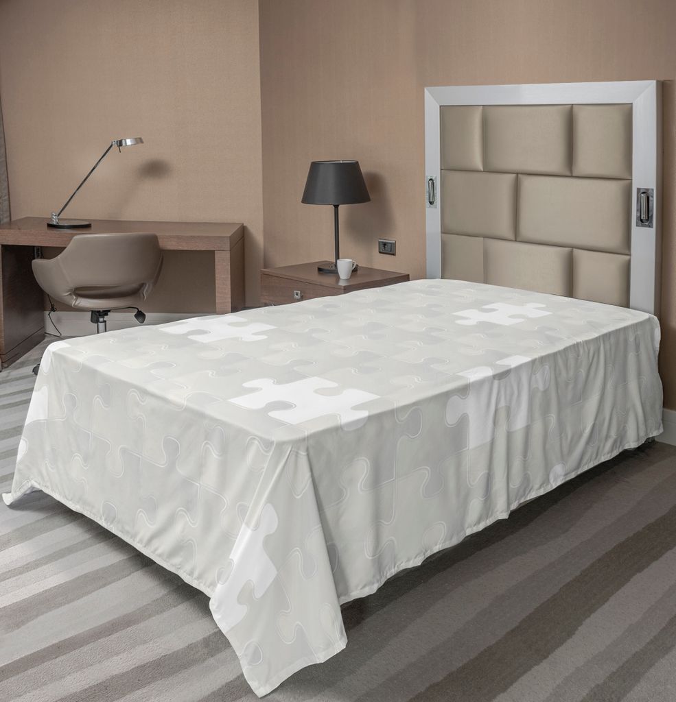 ABAKUHAUS Grau Bettlaken, Abstrakte Puzzlespiel Muster Im Einfachen Hintergrund Mosaik Verzierungs Idee Kinder Druck, weiches bequemes oberes Bettl...