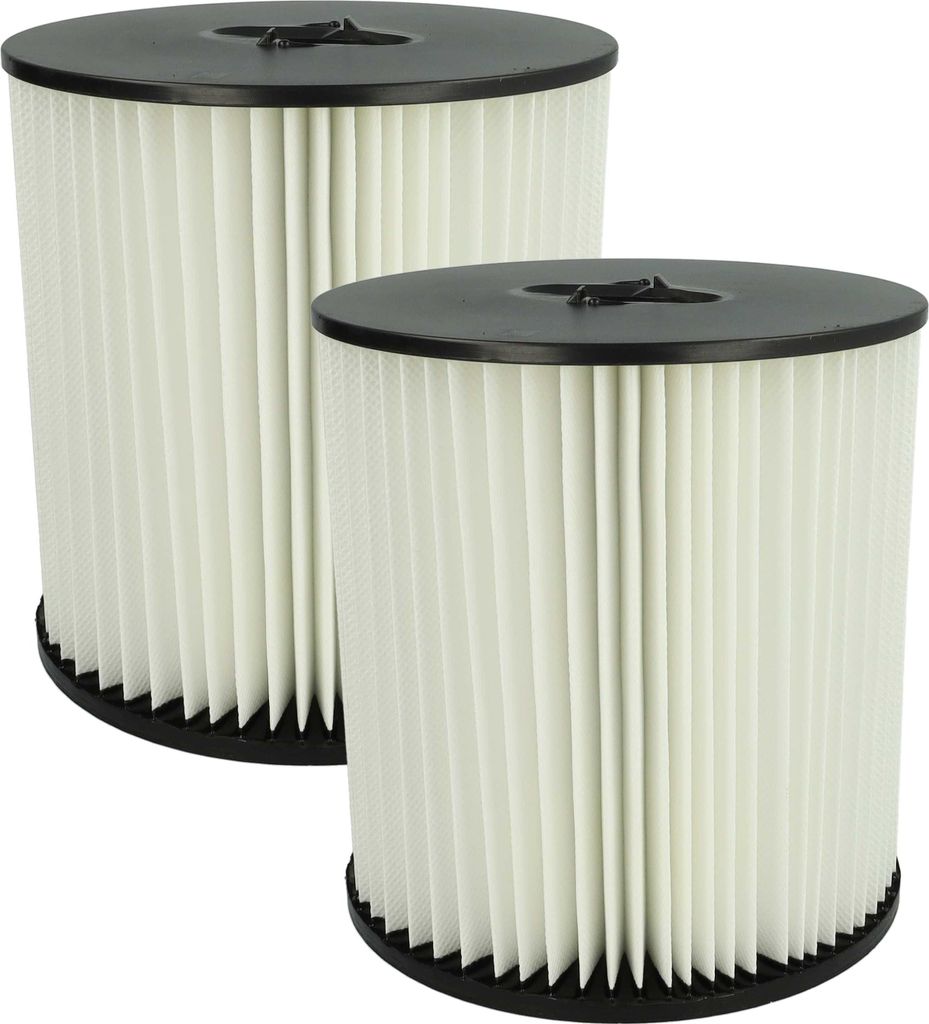 vhbw 2x Faltenfilter kompatibel mit VacuFlo FC550, FC610, FC650, FC520, FC530, FC300 Staubsauger - Patronenfilter Schwarz Weiß