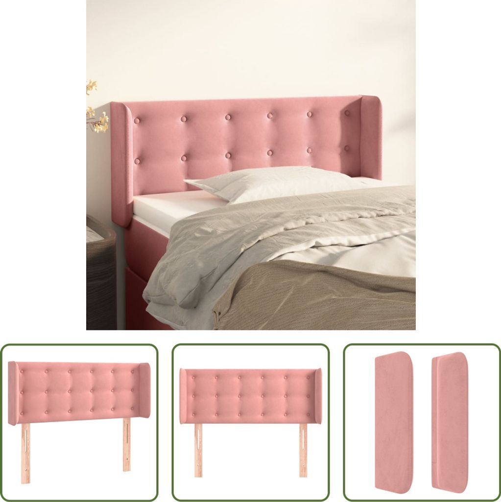 The Living Store Kopfteil mit Ohren Rosa 83x16x78/88 cm Samt