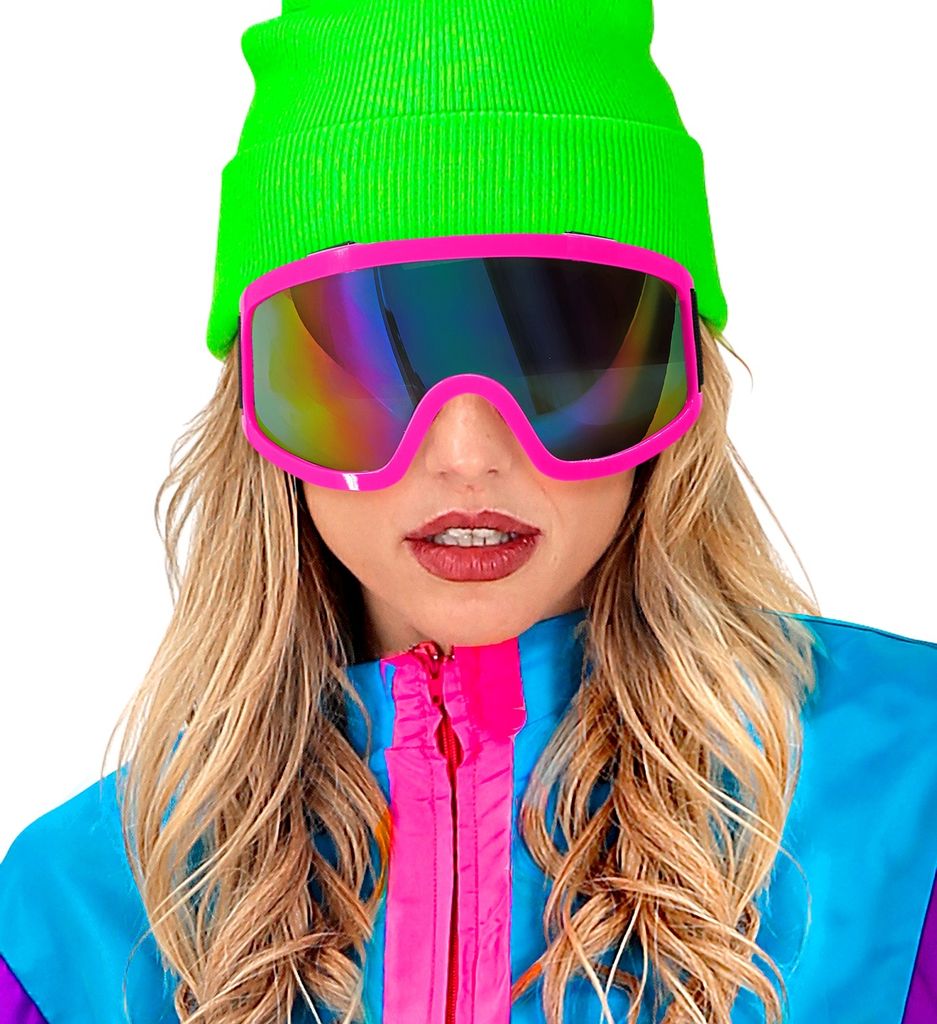 Retro Ski Brille in Neon Farben - 80er Jahre Brille Pink Produktbild 4