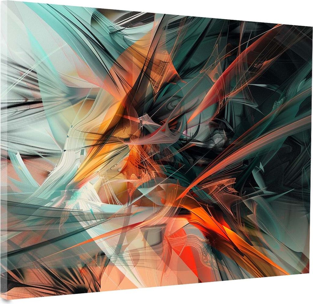 Abstrakt dynamisches Farbenspiel Leinwandbild Wandbild Kunstdruck Wanddeko: 150x150x4cm