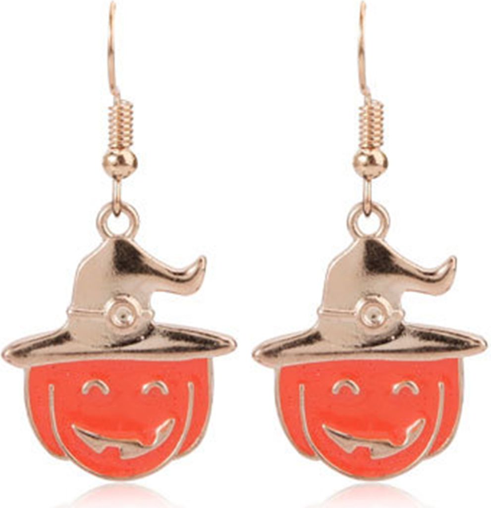 1 Paar Damen-Ohrringe, Neuheits-Parodie, lustiger Halloween-Stil, Kürbis-Geist-Tropfenohrringe für den täglichen Gebrauch-C