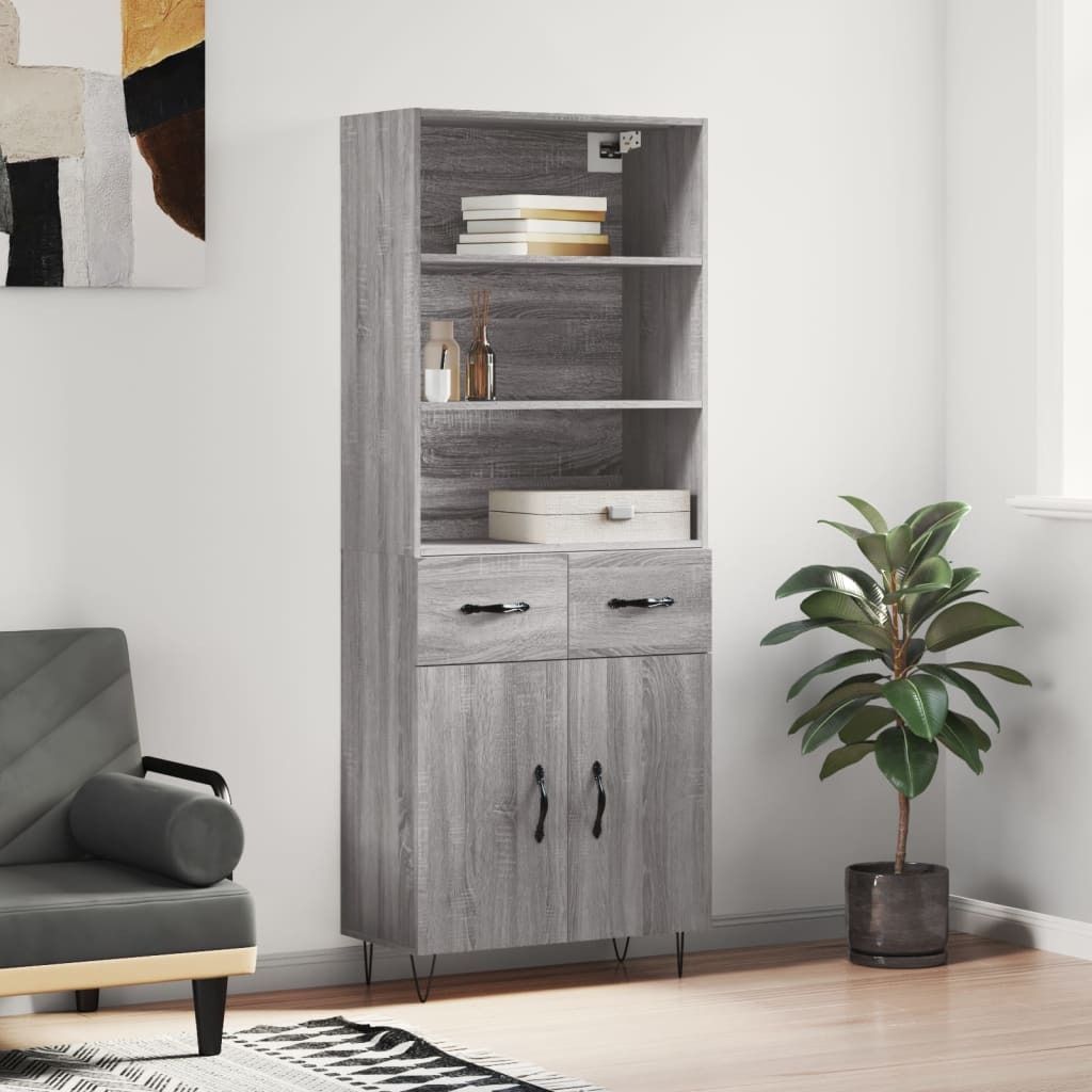 Maison Exclusive - Highboard Grau Sonoma 69,5x34x180 cm Holzwerkstoff