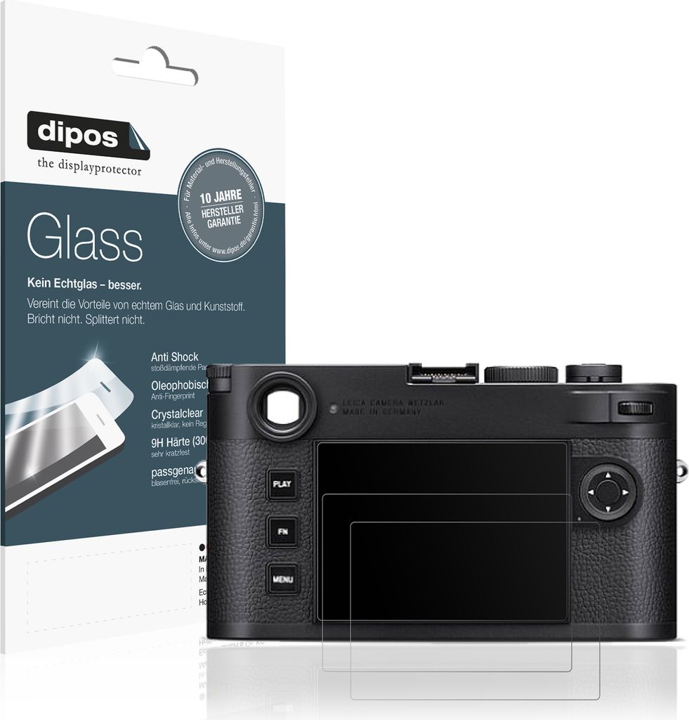 2x Schutzfolie für Leica M 11-D matt - Anti-Shock 9H Folie dipos Glass Kunststoffglas